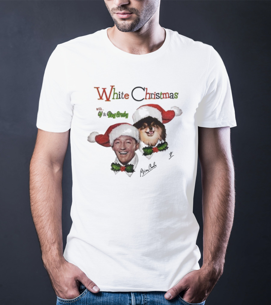White Christmas With V And Bing Crosby Santa Hats And Holly T-Shirt