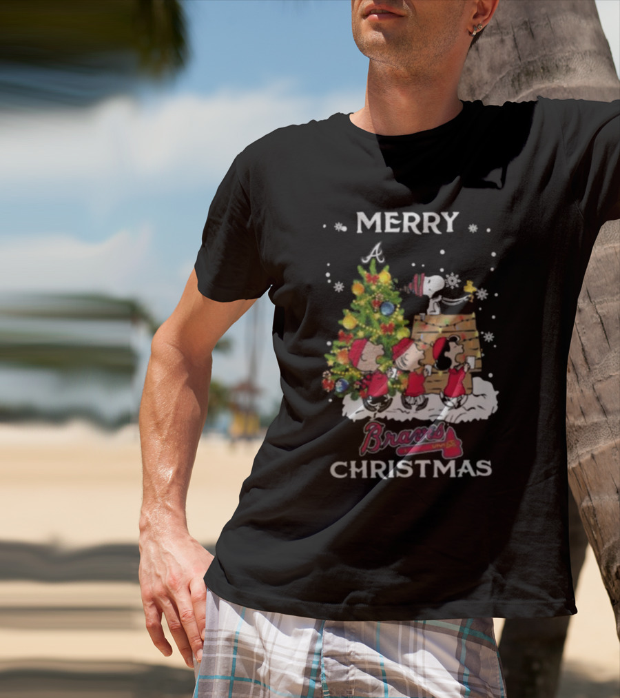 Merry Christmas Atlanta Braves Snoopy And Friends T-Shirt