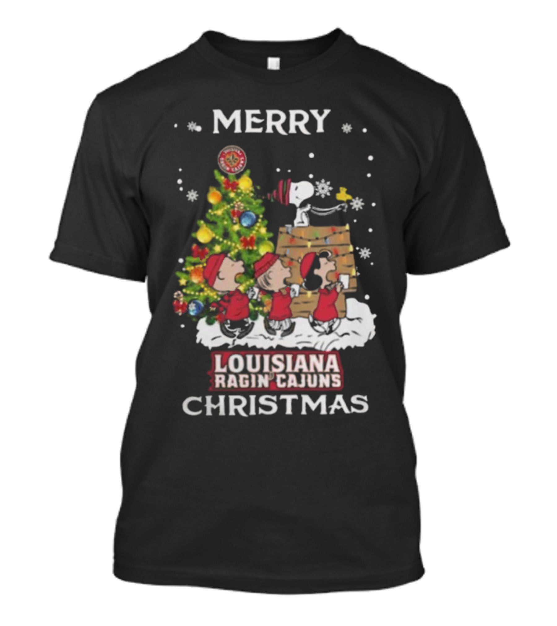 Louisiana Ragin’ Cajuns Snoopy And Friends Merry Christmas T-Shirt