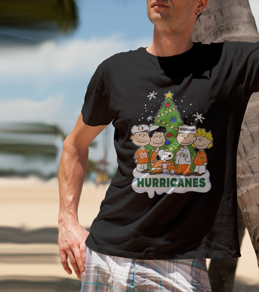 Miami Hurricanes Snoopy And Friends Christmas Tree T-Shirt
