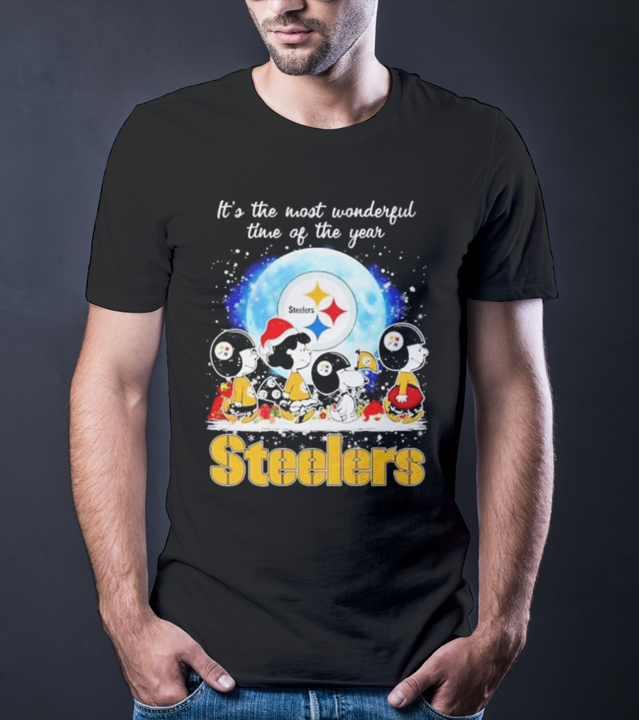 Peanuts Steelers Christmas It's The Most Wonderful Time Of The Year T-Shirt