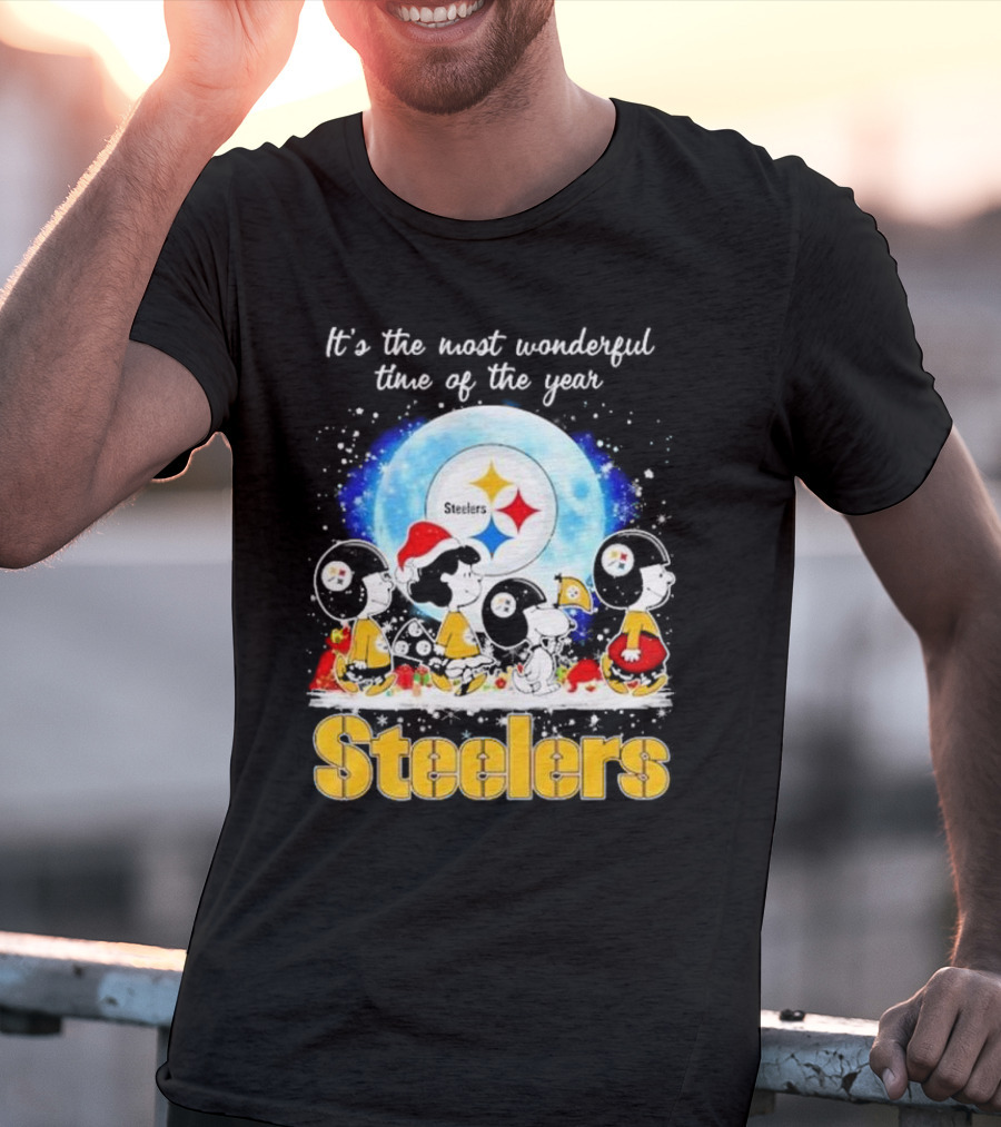 Peanuts Steelers Christmas It's The Most Wonderful Time Of The Year T-Shirt