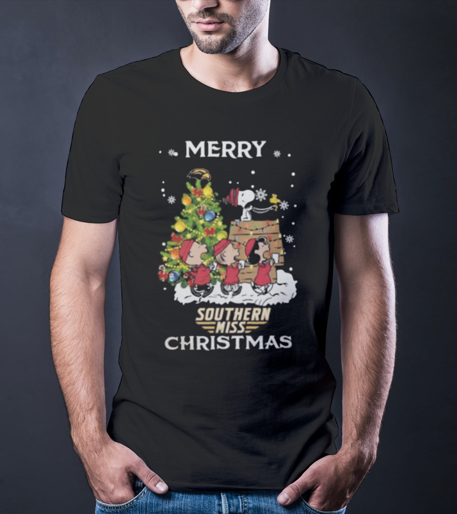 Southern Miss Christmas Snoopy And Friends Merry T-Shirt