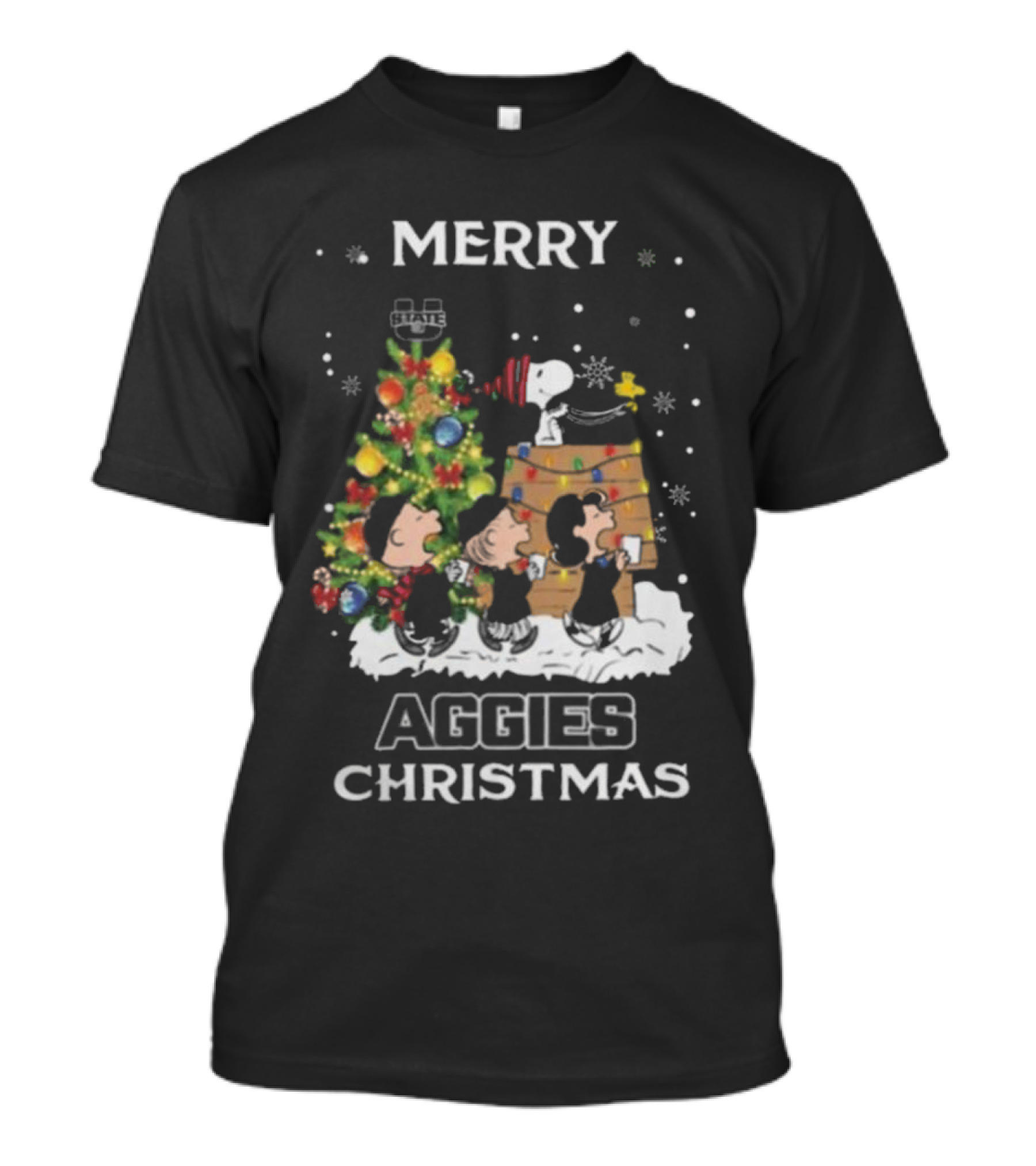 Merry Christmas Utah State Aggies Snoopy And Friends T-Shirt