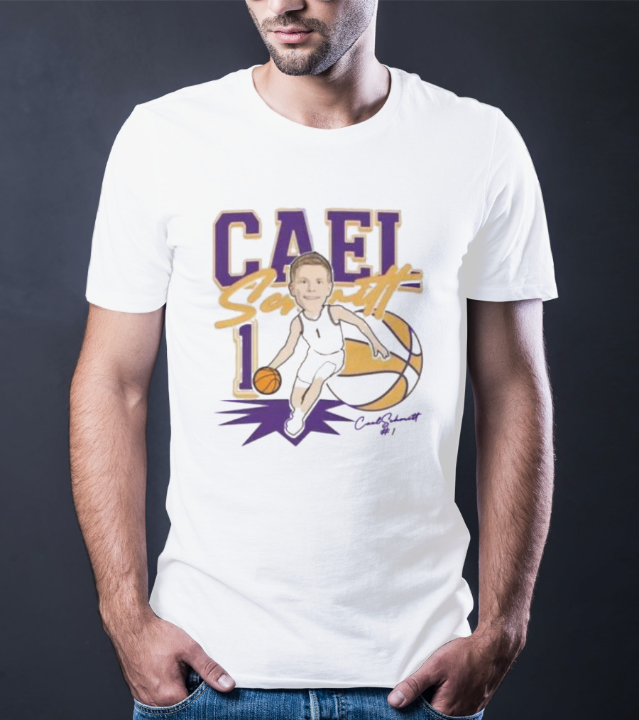 Cael Schmitt Northern Iowa Panthers Basketball Signature Cartoon Player Cael Schmitt #1 T-Shirt