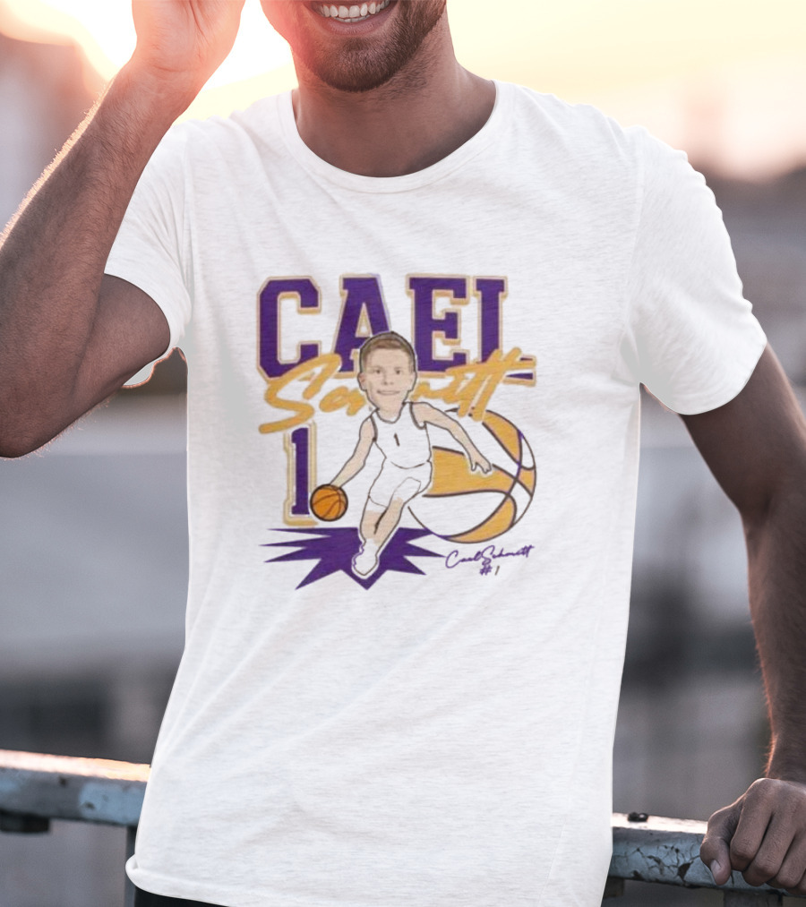 Cael Schmitt Northern Iowa Panthers Basketball Signature Cartoon Player Cael Schmitt #1 T-Shirt