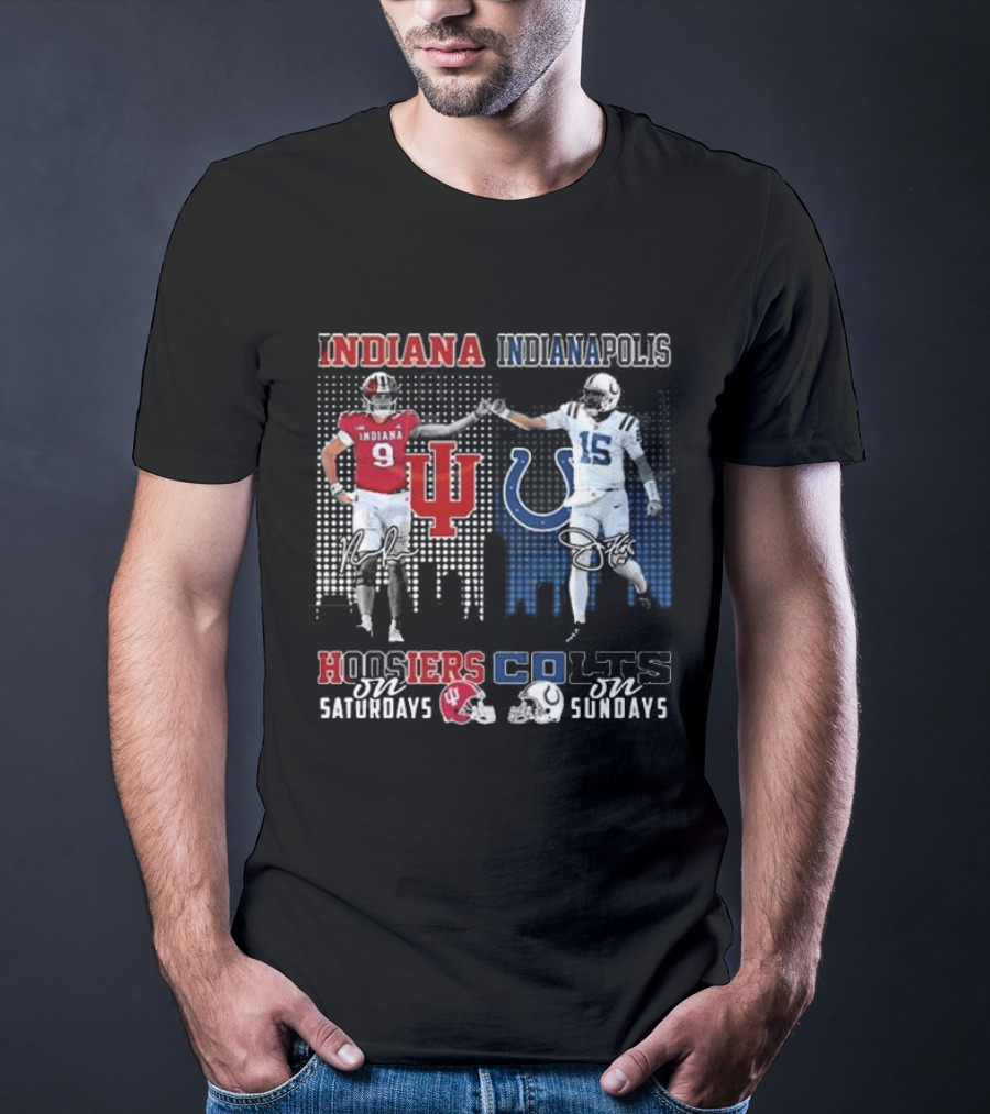 Indiana Hoosiers Indianapolis Colts Hoosiers On Saturdays Colts On Sundays T-Shirt