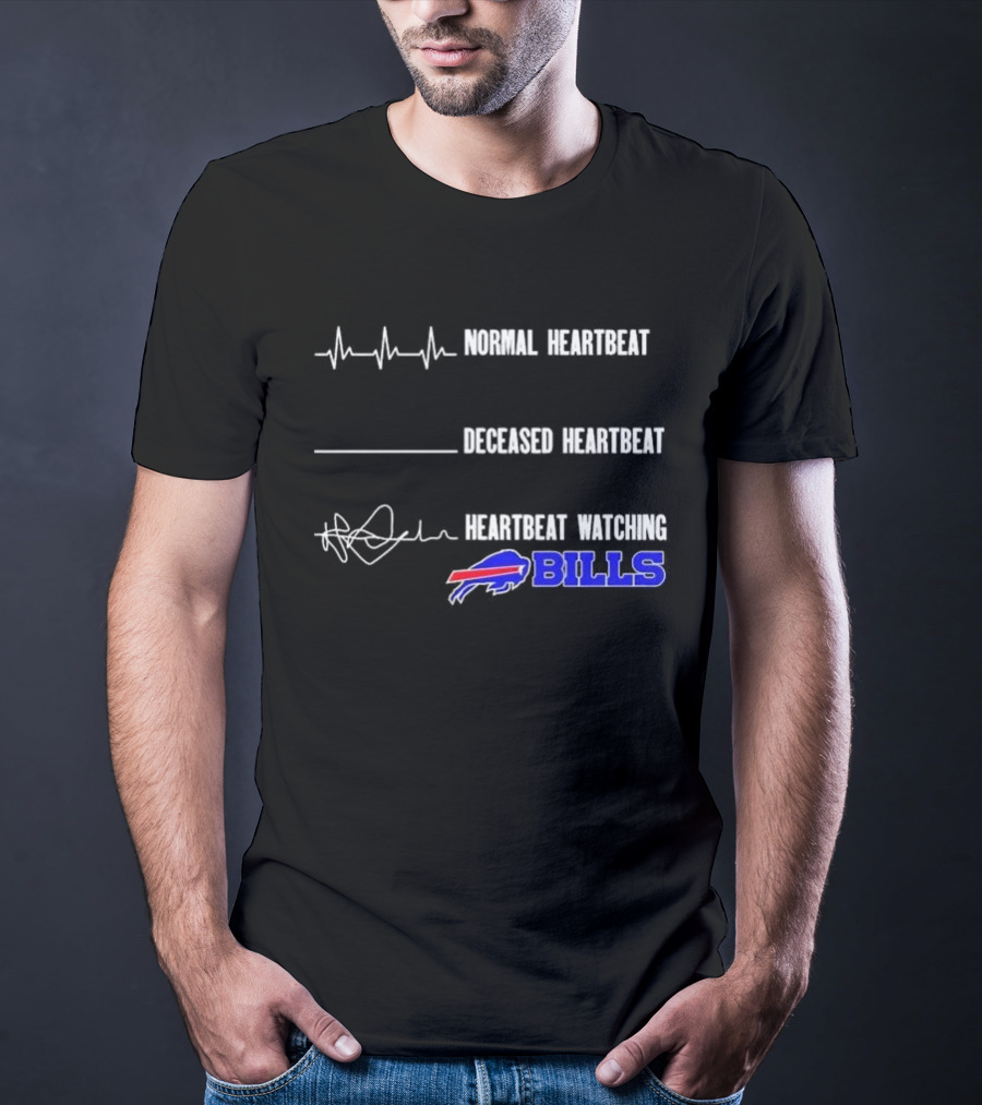 Normal Heartbeat Deceased Heartbeat Heartbeat Watching Bills Buffalo T-Shirt