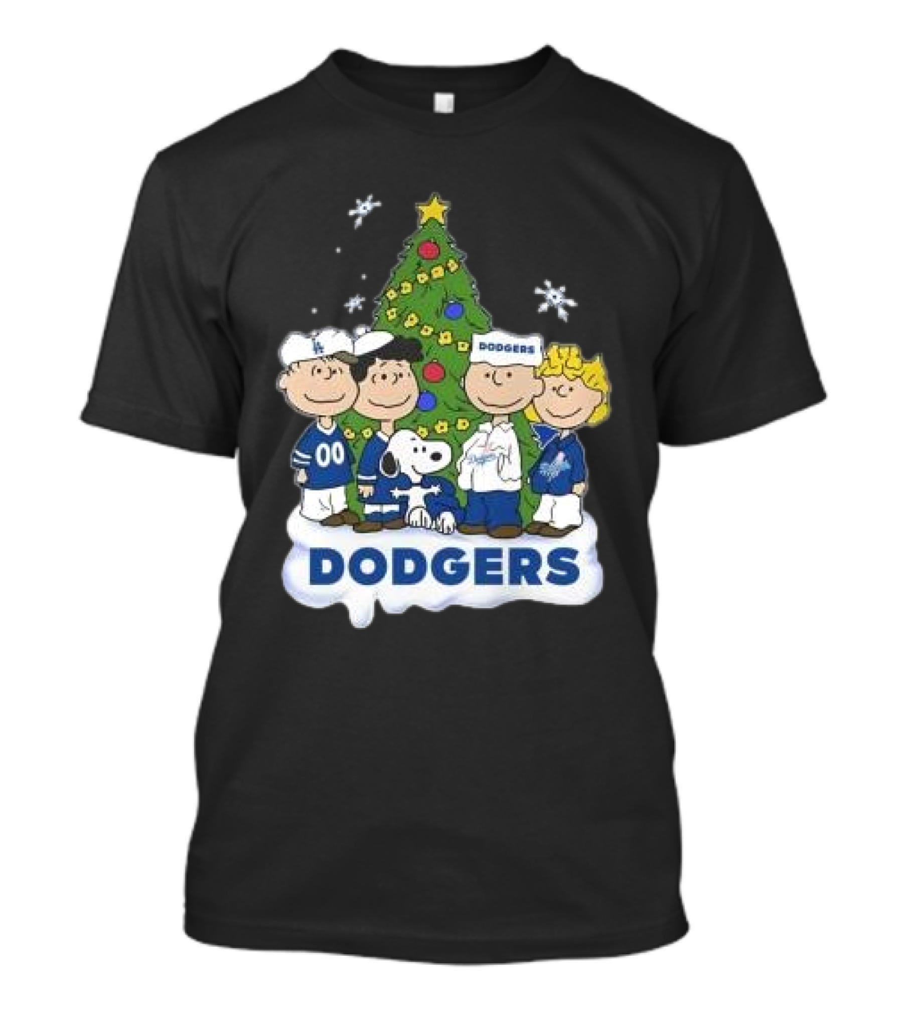 Snoopy And Friends Dodgers Christmas Tree Celebration T-Shirt