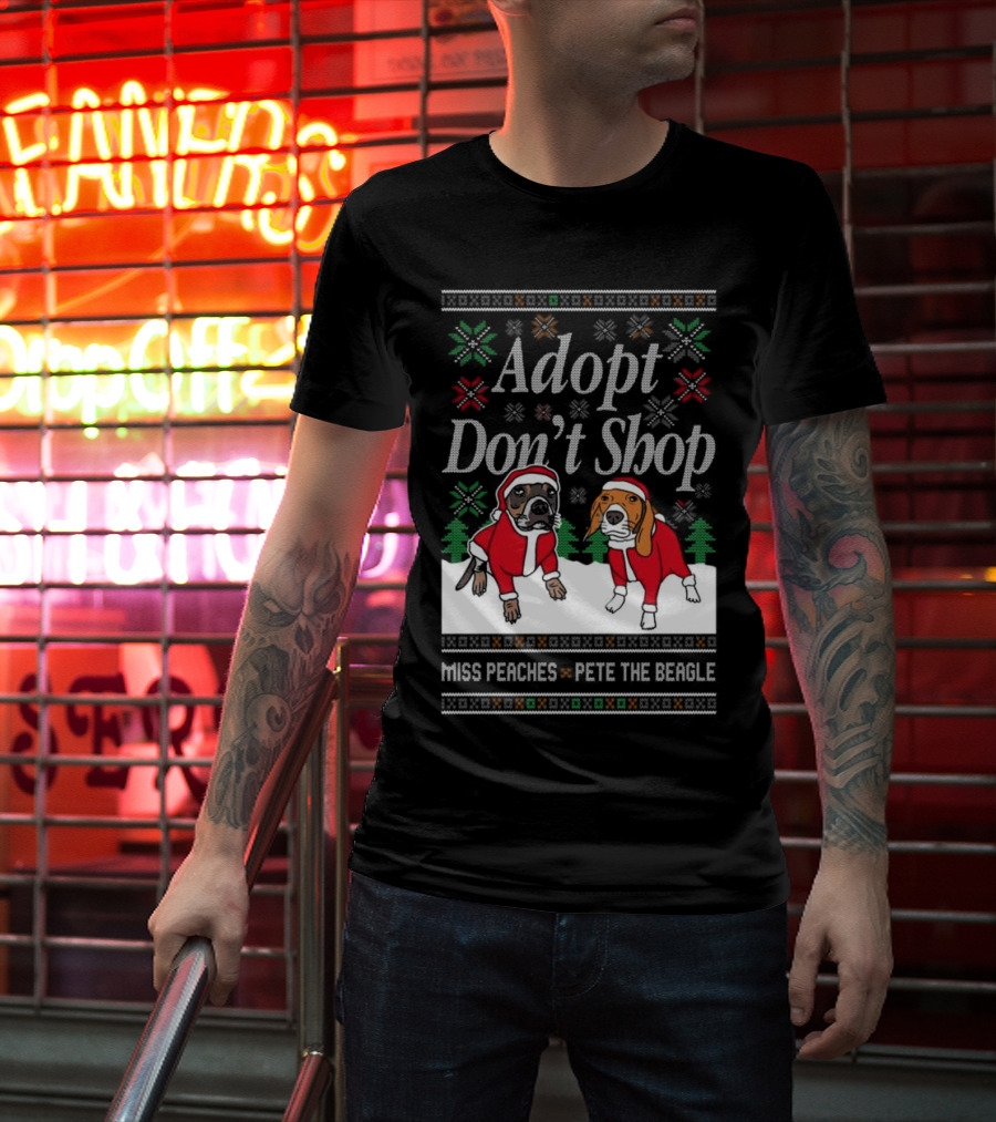 Adopt Don’t Shop Miss Peaches Pete The Beagle Christmas T-Shirt