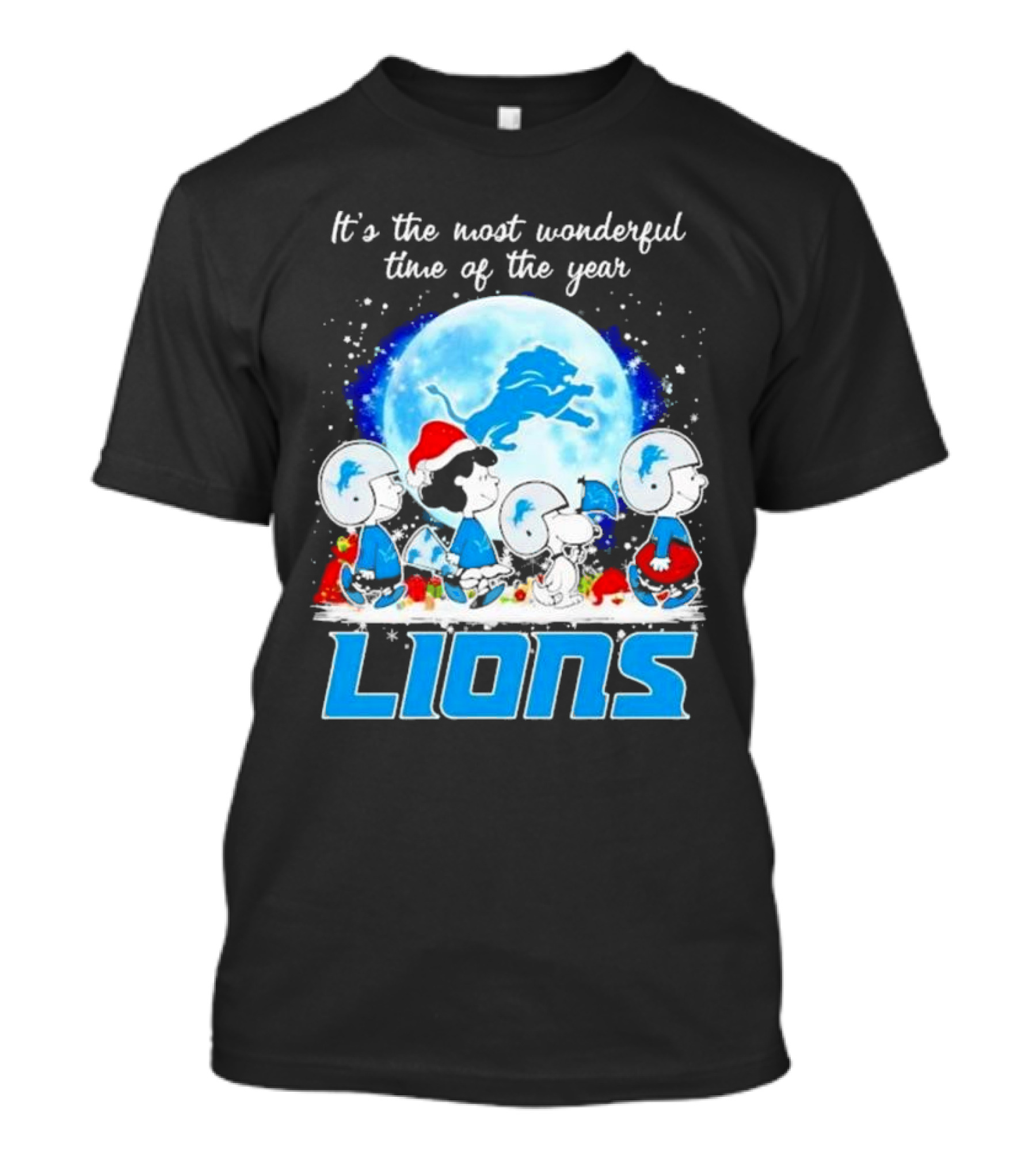 Peanuts Detroit Lions Christmas It’s The Most Wonderful Time Of The Year T-Shirt