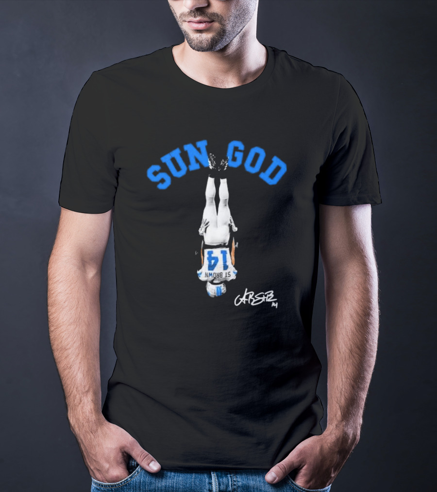 SUN GOD St. Brown 14 Headstand Signature T-Shirt