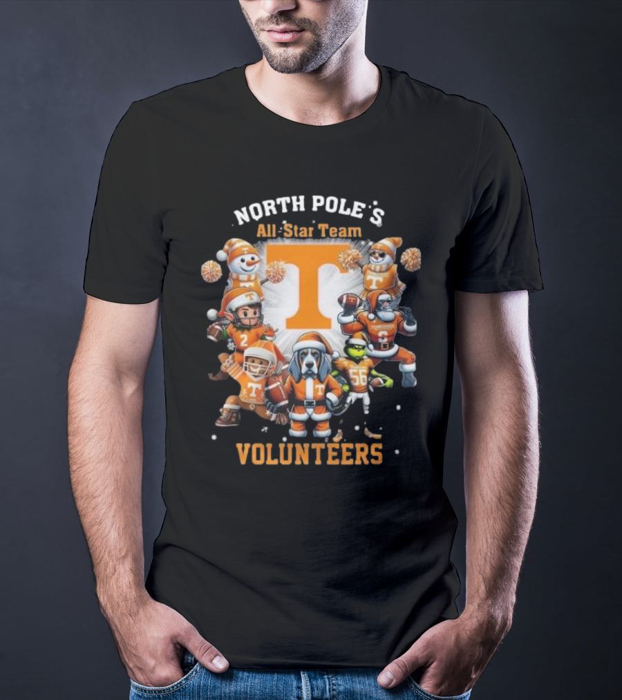 Tennessee Volunteers North Pole All-Star Team Christmas Characters T-Shirt