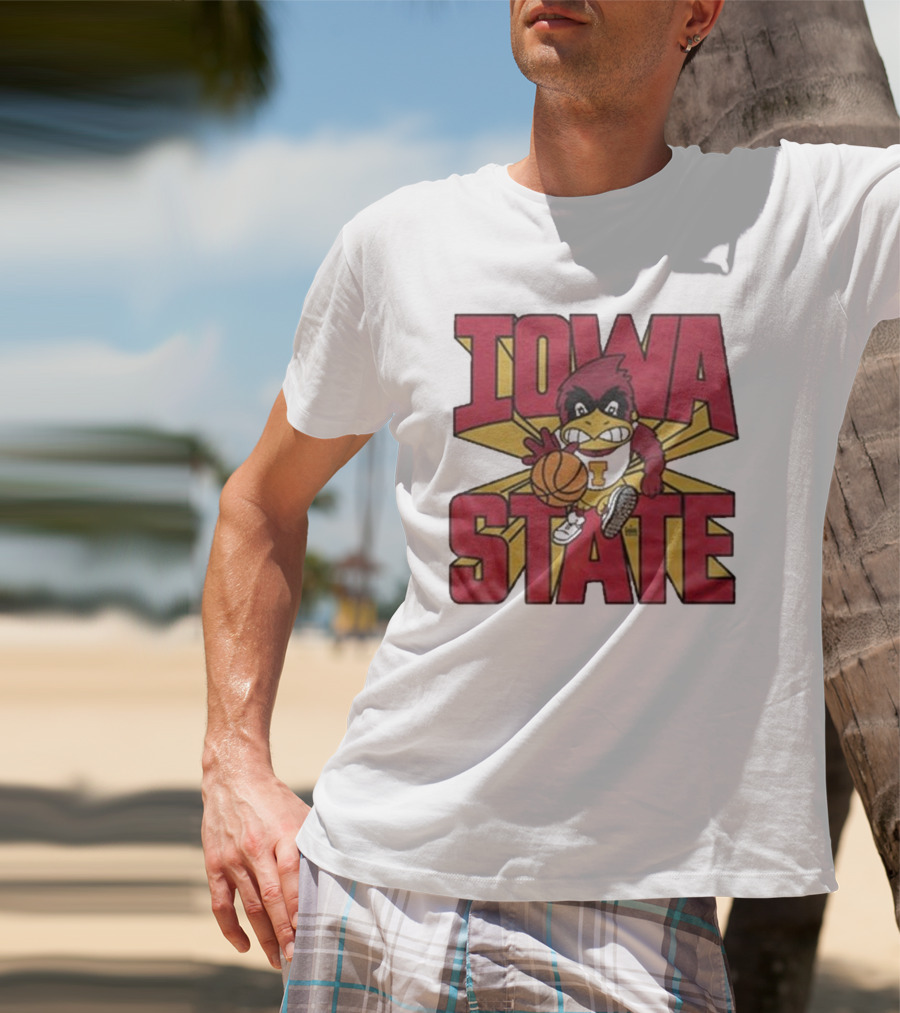 Iowa State Cyclones Basketball Mascot Dribbling Cartoon T-Shirt