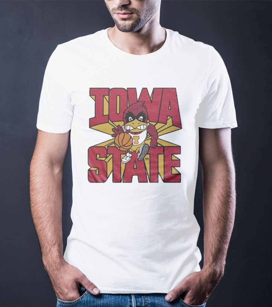 Iowa State Cyclones Basketball Mascot Dribbling Cartoon T-Shirt