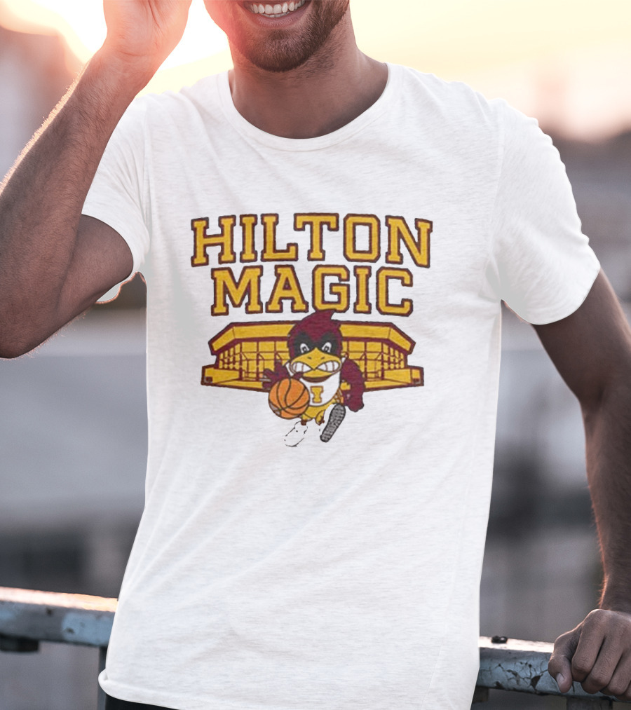 Iowa State Hilton Magic Cyclones Basketball Mascot With Hilton Coliseum T-Shirt