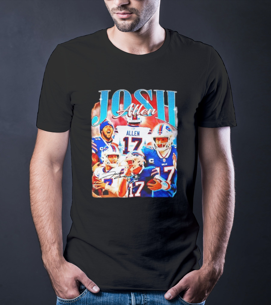 Josh Allen 17 Buffalo Bills Signature Vintage Retro Bootleg 90s T-Shirt