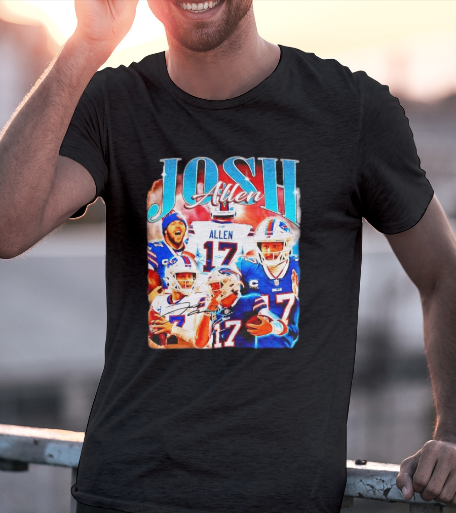Josh Allen 17 Buffalo Bills Signature Vintage Retro Bootleg 90s T-Shirt