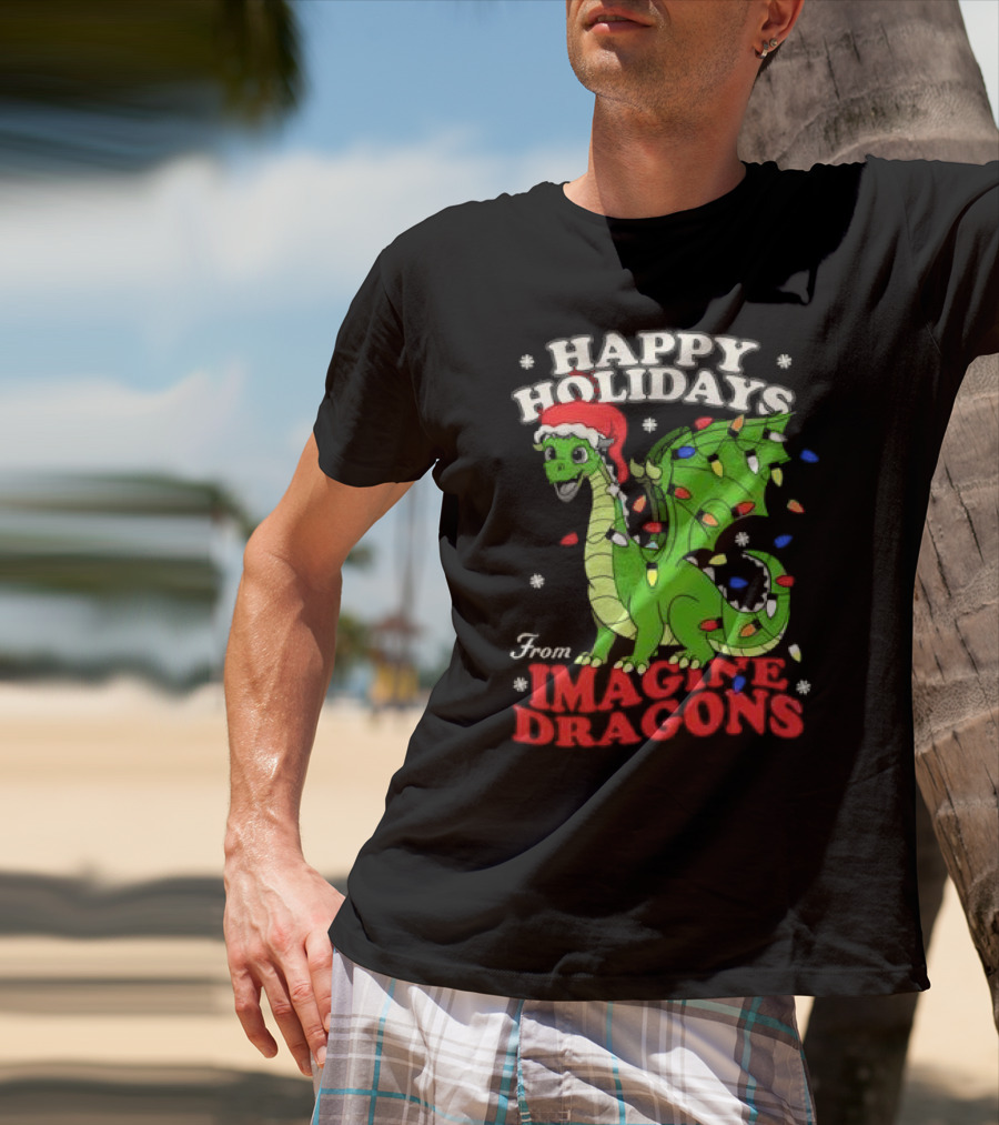 Happy Holidays From Imagine Dragons Cartoon Dragon T-Shirt