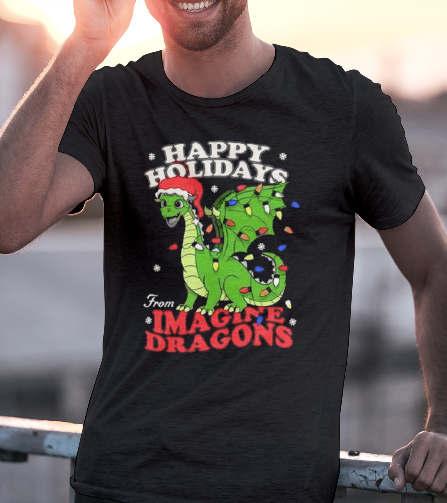 Happy Holidays From Imagine Dragons Cartoon Dragon T-Shirt