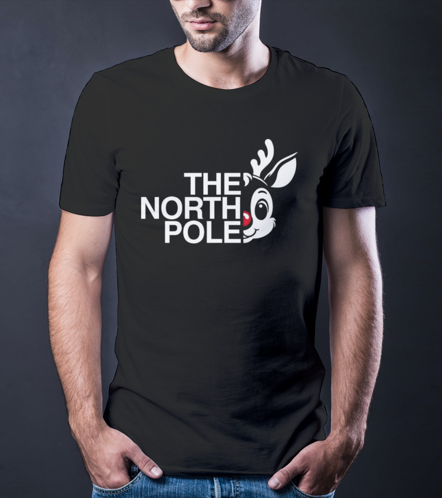 The North Pole Christmas Rudolph Reindeer Face T-Shirt