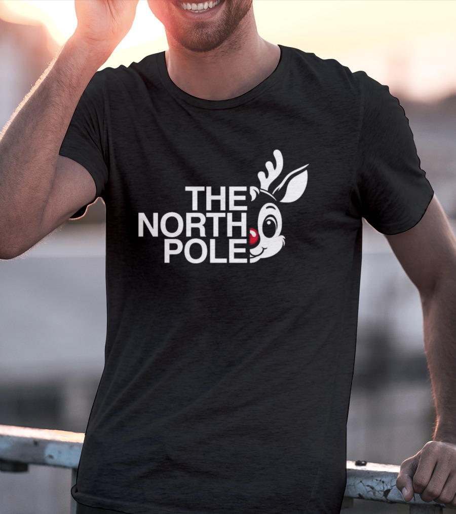 The North Pole Christmas Rudolph Reindeer Face T-Shirt