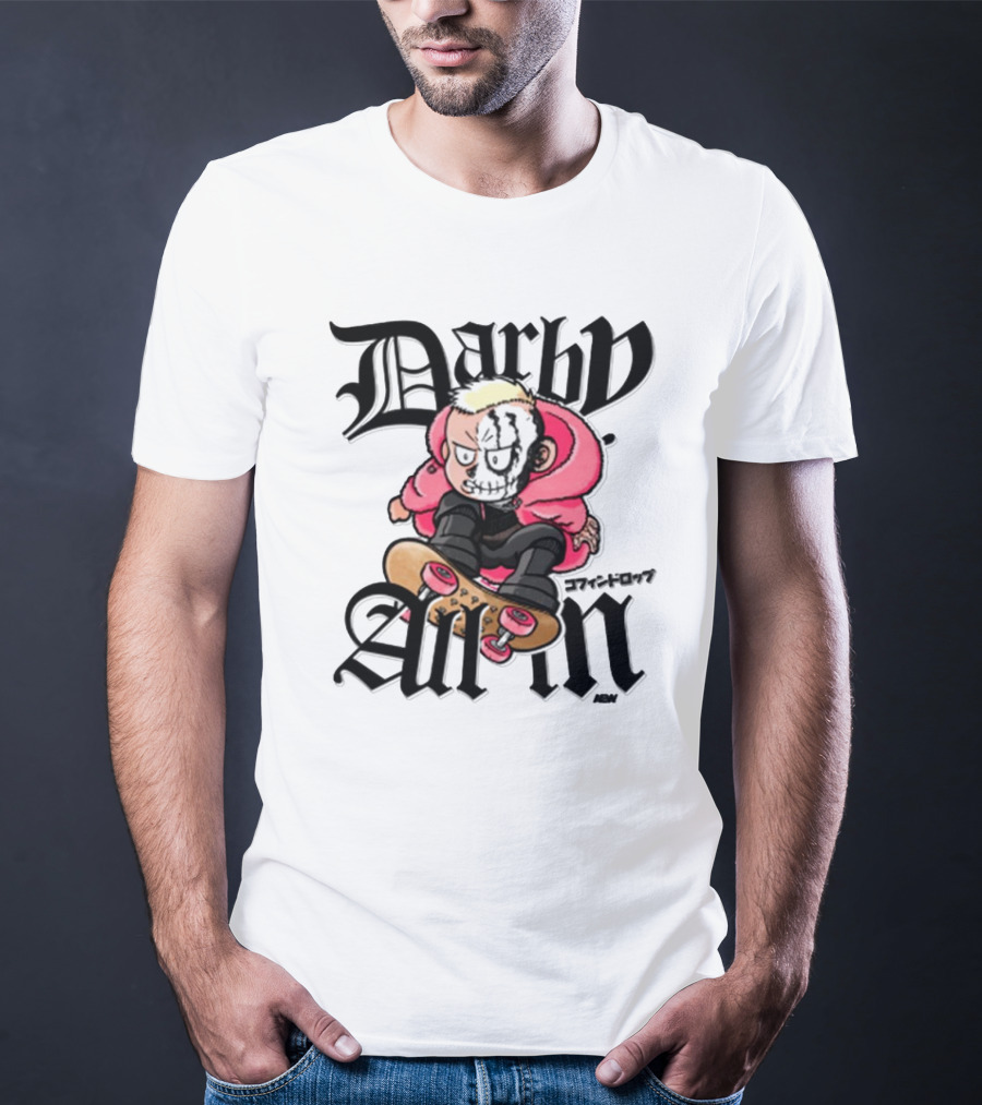 Darby Allin Skateboarding Cartoon Character With Face Paint T-Shirt