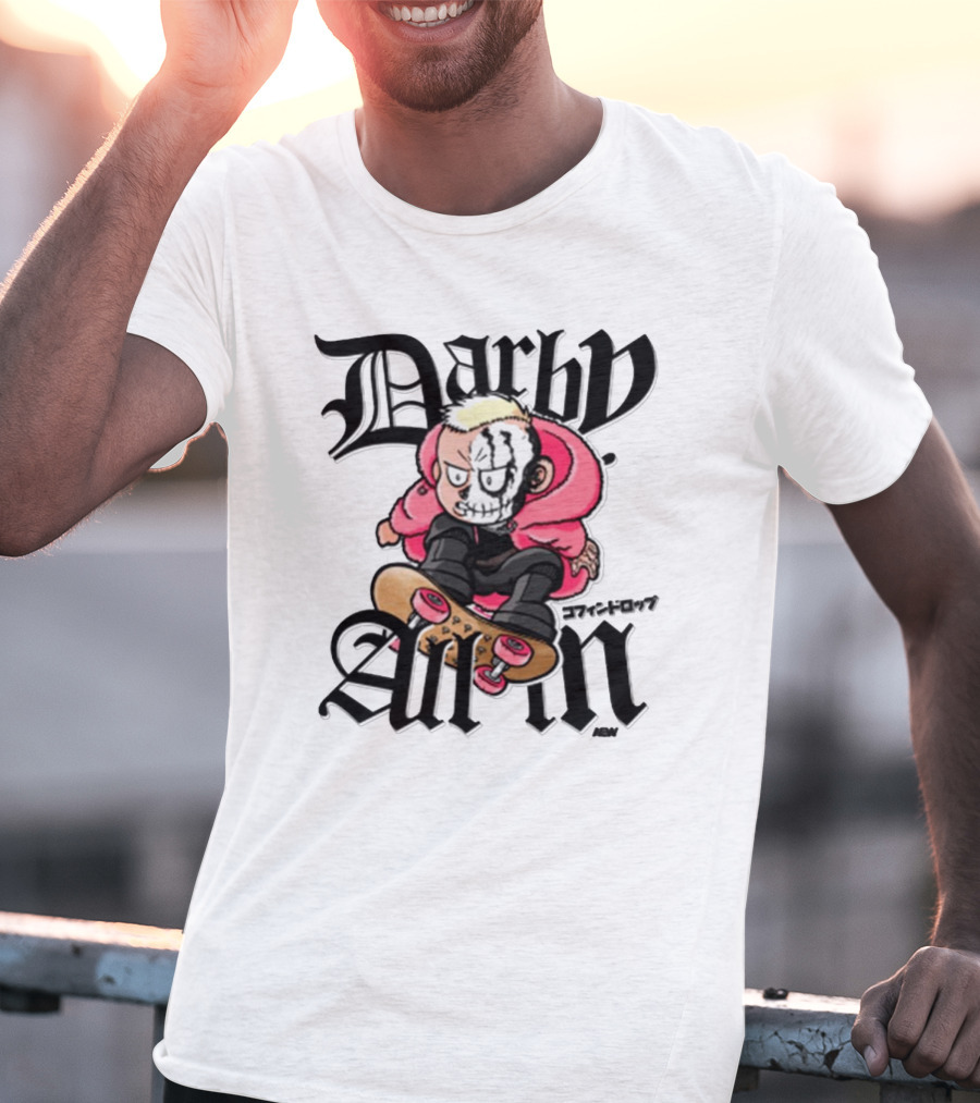 Darby Allin Skateboarding Cartoon Character With Face Paint T-Shirt