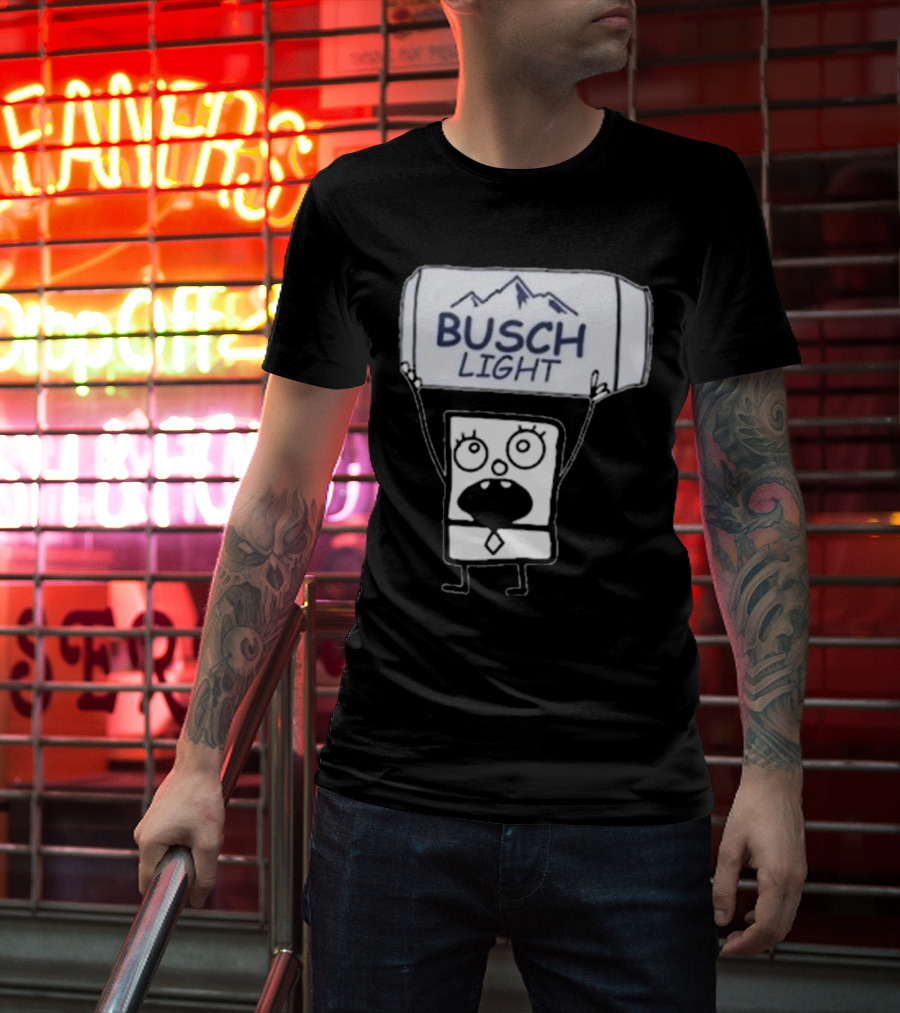 Doodlebob Holding Busch Light Can T-Shirt