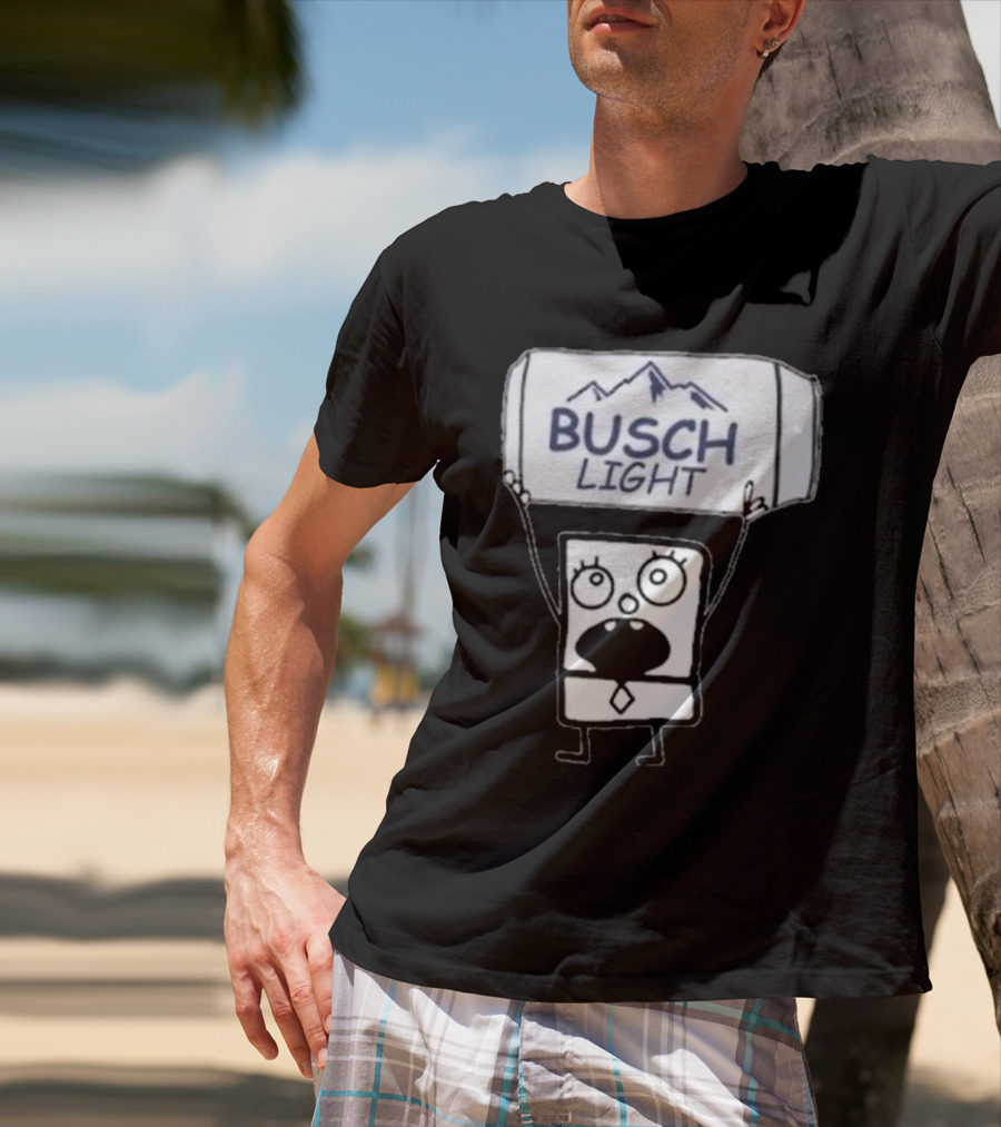 Doodlebob Holding Busch Light Can T-Shirt