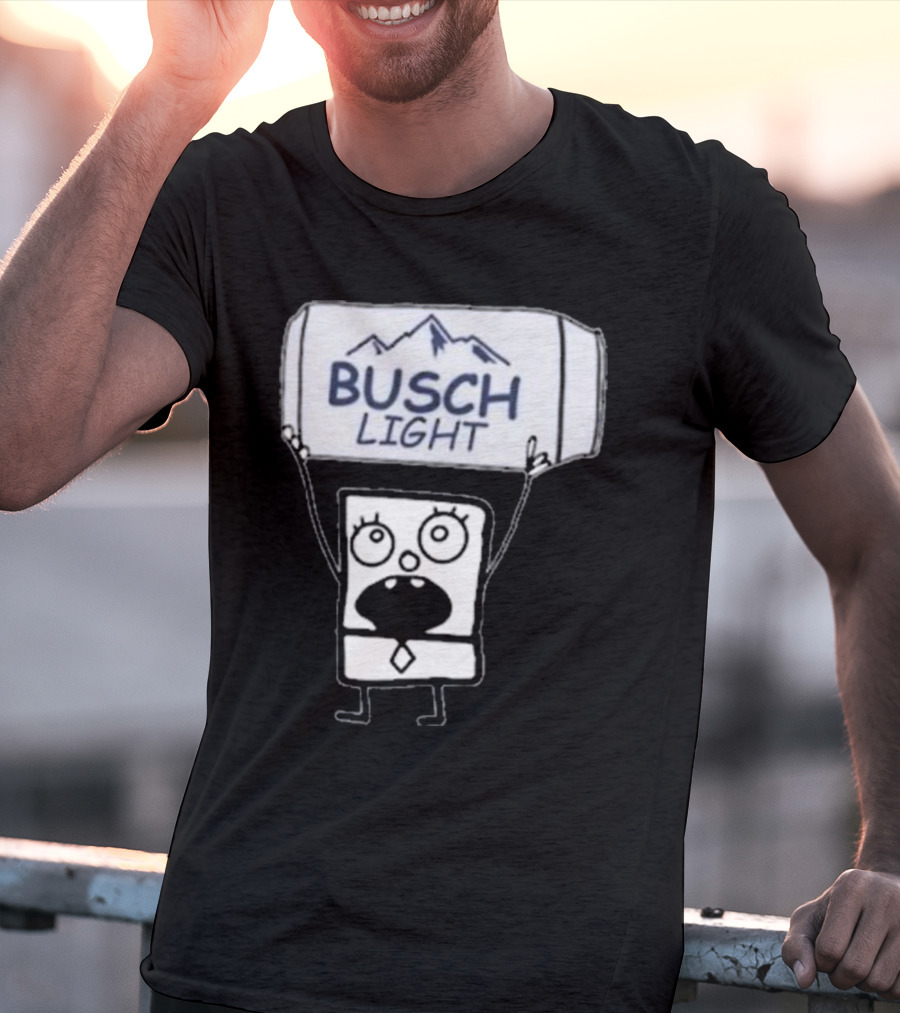 Doodlebob Holding Busch Light Can T-Shirt