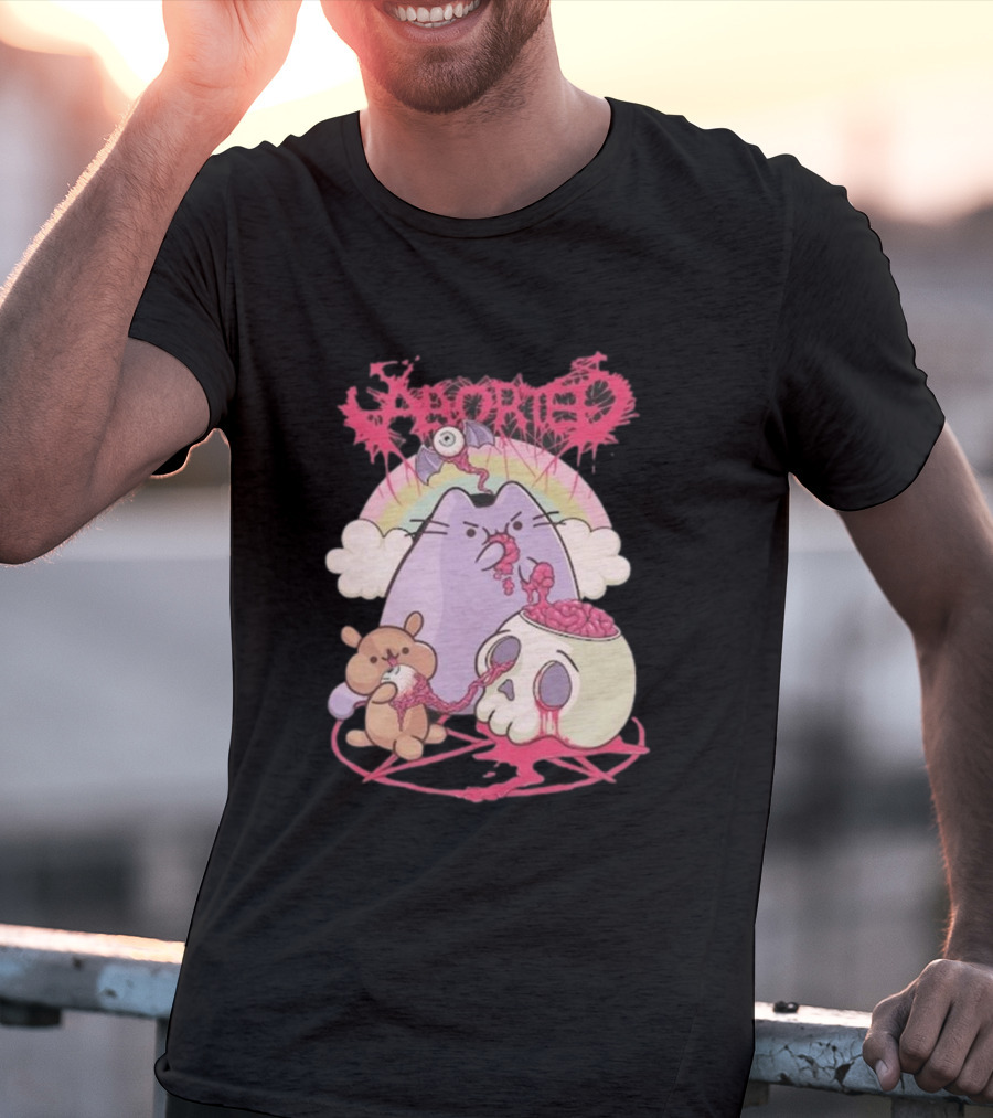 Indiemerch Store Aborted Cute Cat With Teddy And Skull Nomnom T-Shirt
