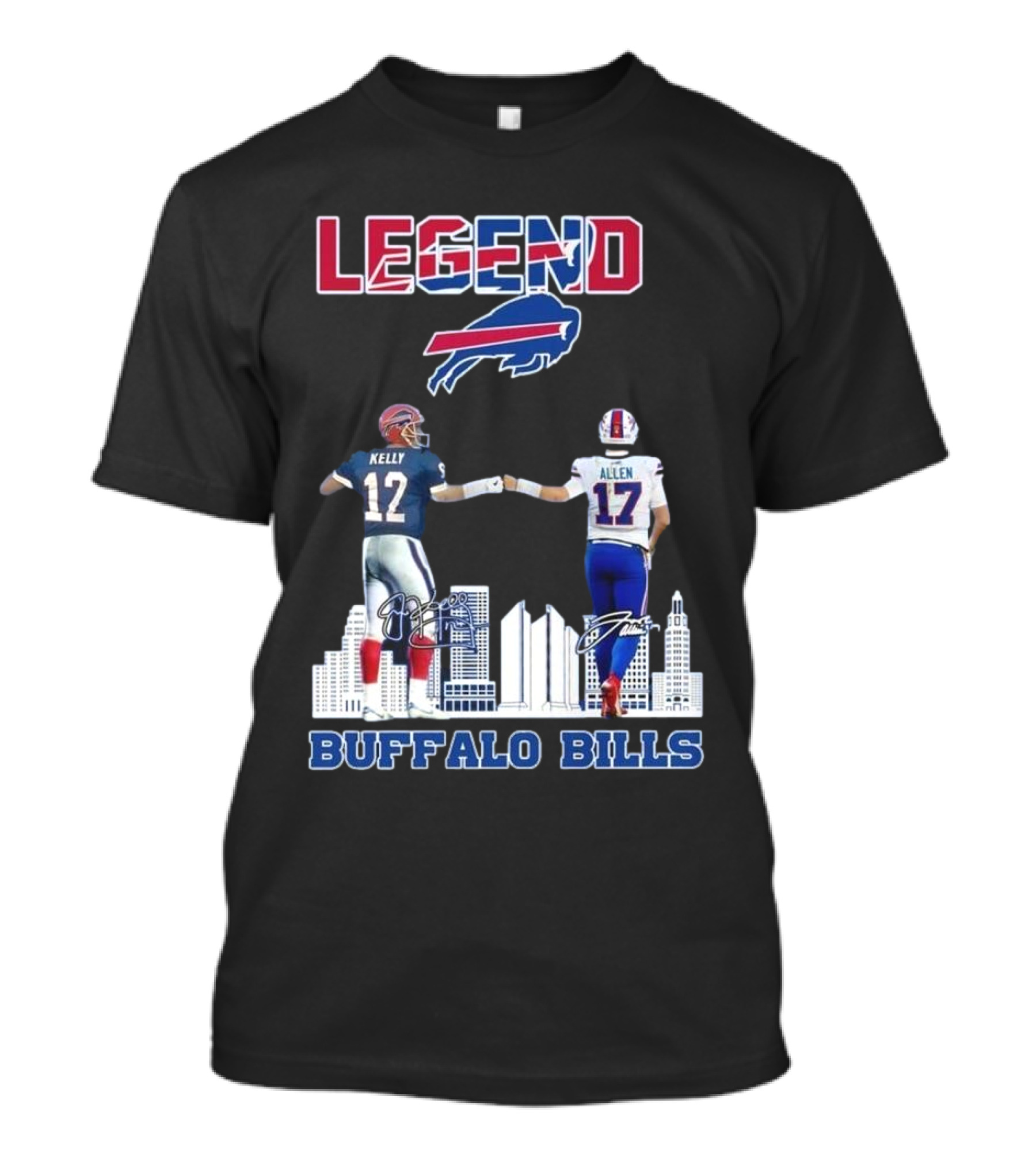 Legend Buffalo Bills Kelly 12 Allen 17 Signatures T-Shirt
