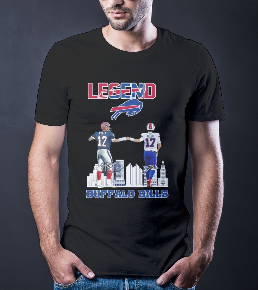 Legend Buffalo Bills Kelly 12 Allen 17 Signatures T-Shirt