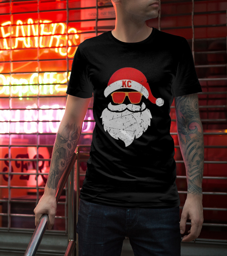 Kansas City Chiefs KC Santa Claus Christmas Holiday T-Shirt