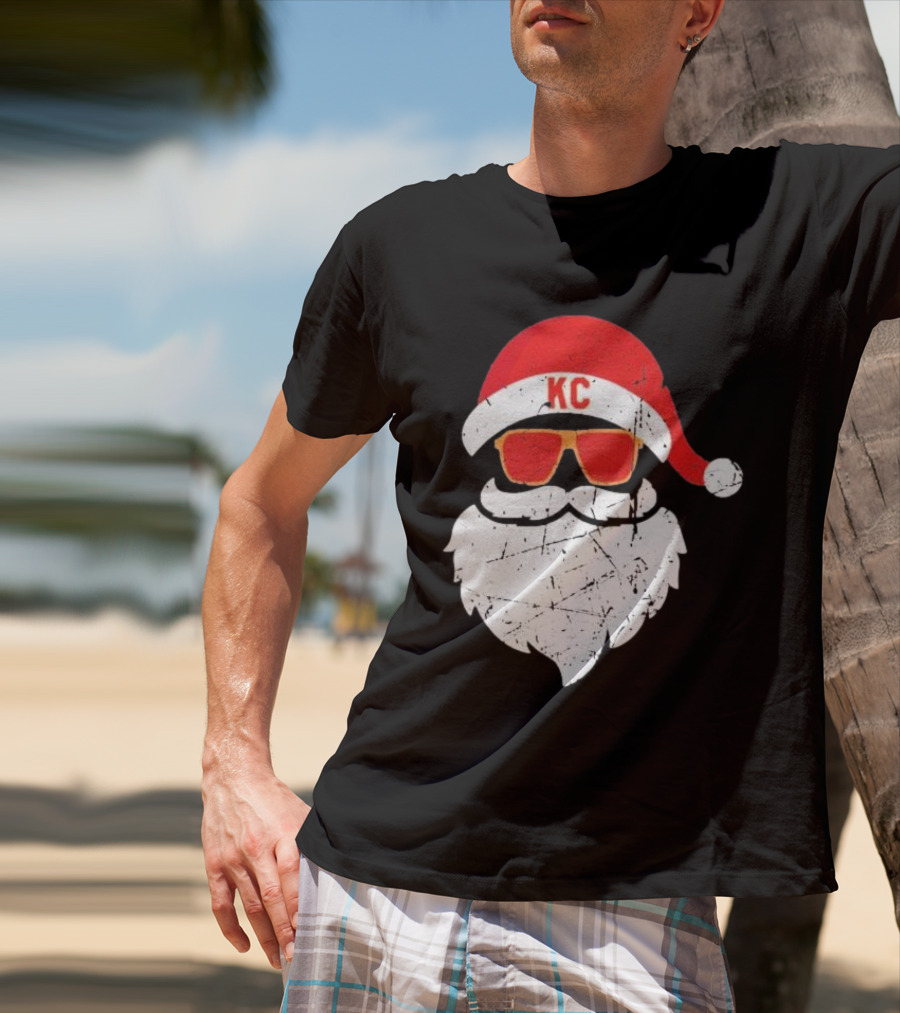 Kansas City Chiefs KC Santa Claus Christmas Holiday T-Shirt
