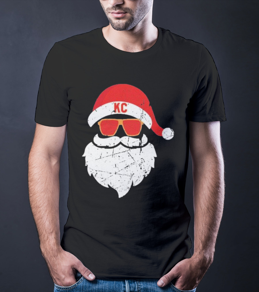 Kansas City Chiefs KC Santa Claus Christmas Holiday T-Shirt