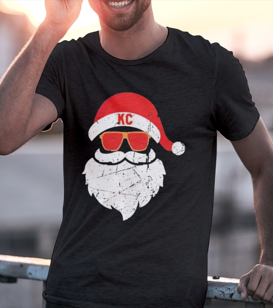 Kansas City Chiefs KC Santa Claus Christmas Holiday T-Shirt