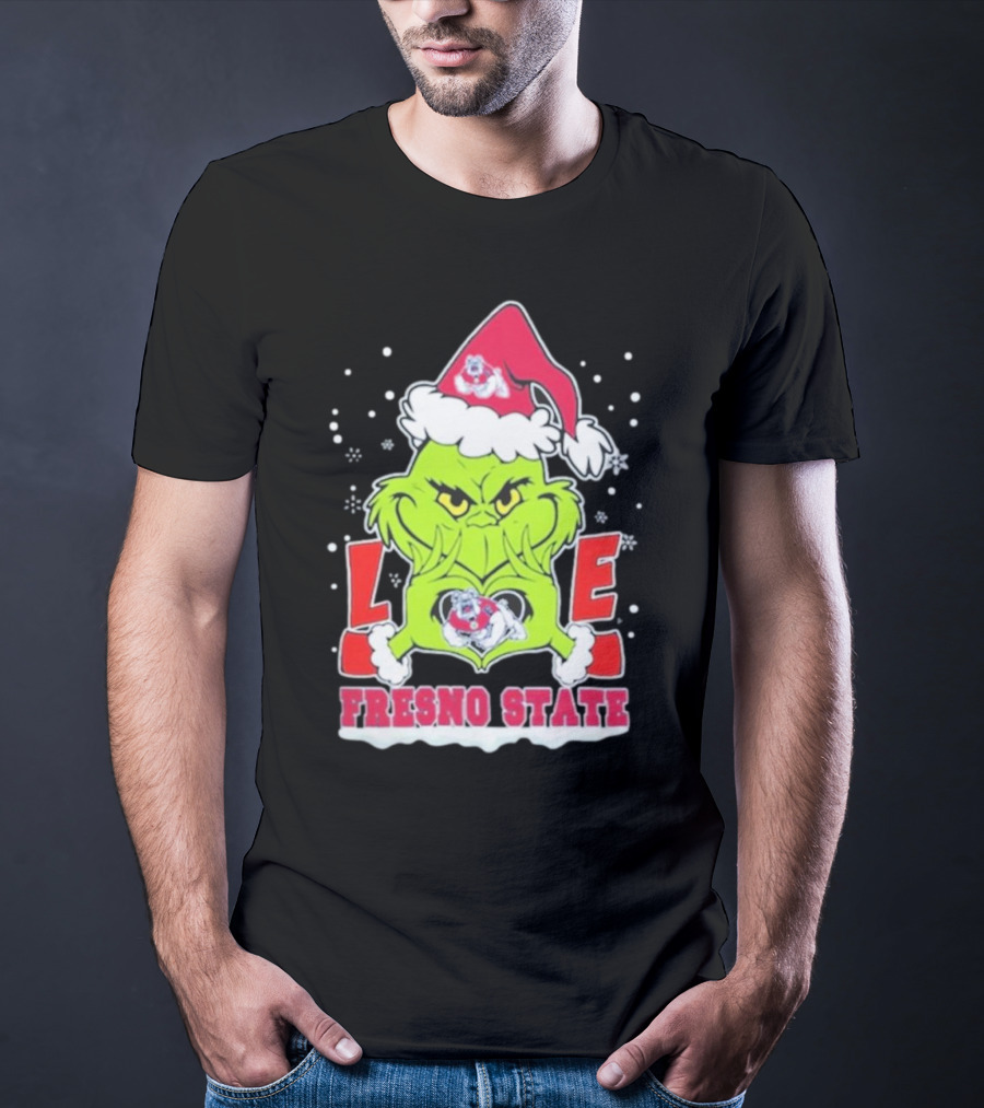 The Grinch Love Fresno State Bulldogs Christmas T-Shirt