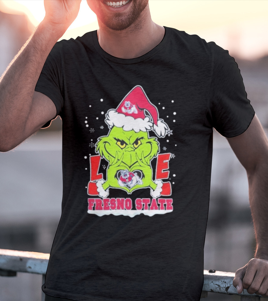 The Grinch Love Fresno State Bulldogs Christmas T-Shirt