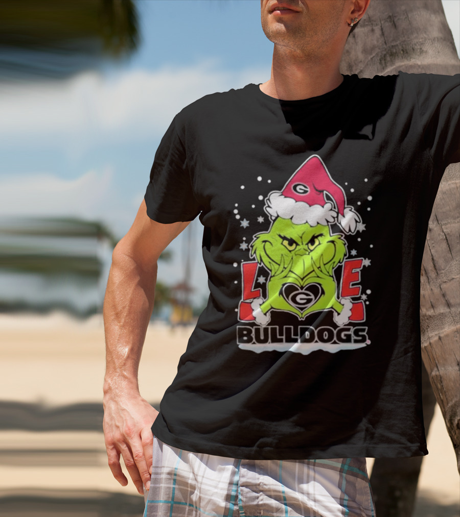 The Grinch Love Georgia Bulldogs Christmas Football T-Shirt