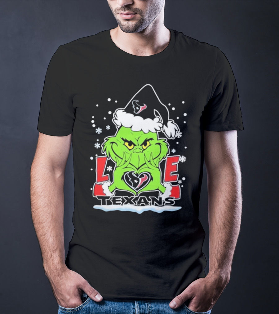 The Grinch Love Houston Texans Football Christmas T-Shirt