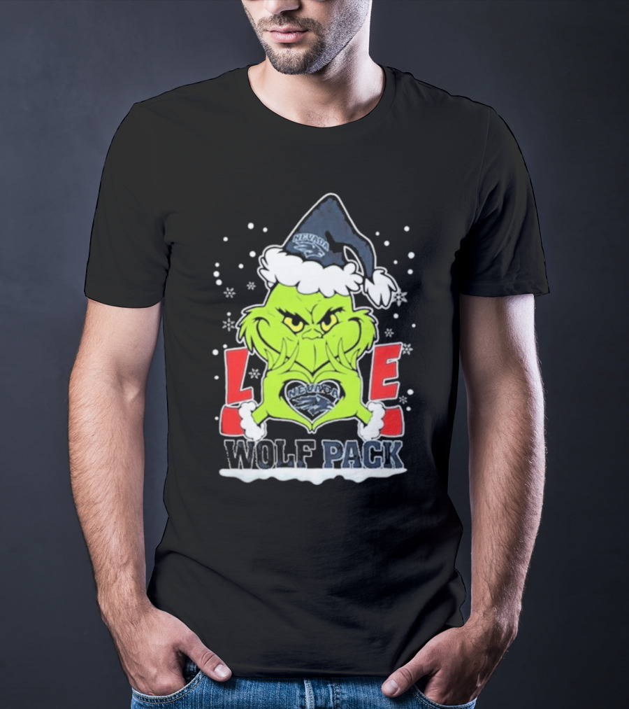 The Grinch Love Nevada Wolf Pack Football Christmas T-Shirt
