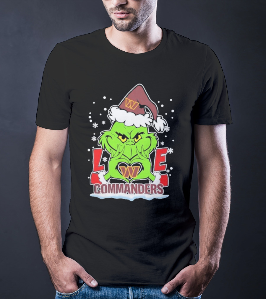 Grinch Christmas Love Washington Commanders Football T-Shirt