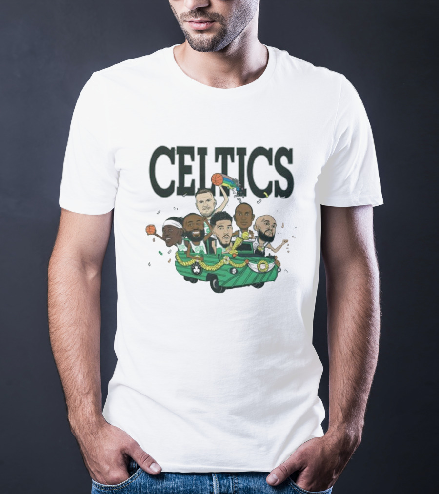 Celtics Basketball Team Cartoon Parade T-Shirt