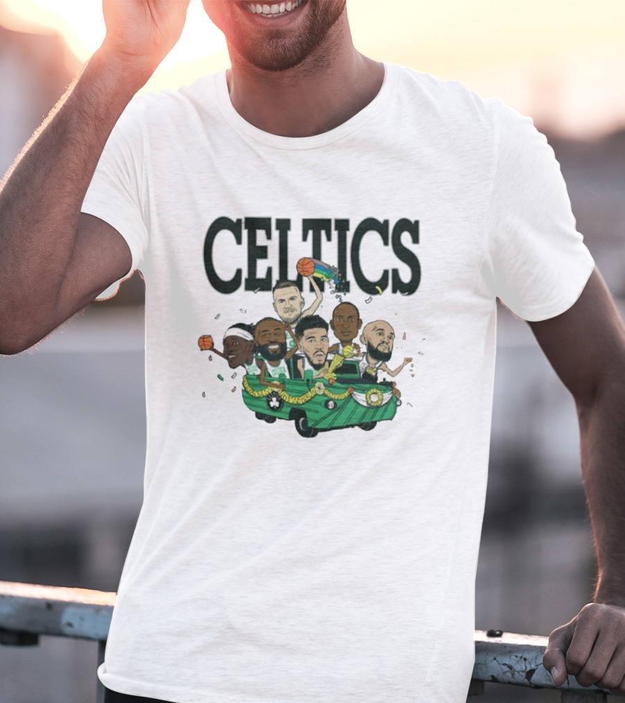 Celtics Basketball Team Cartoon Parade T-Shirt
