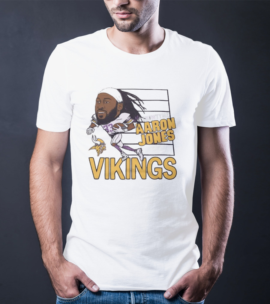 Vikings Showtyme Aaron Jones Football Cartoon Running T-Shirt