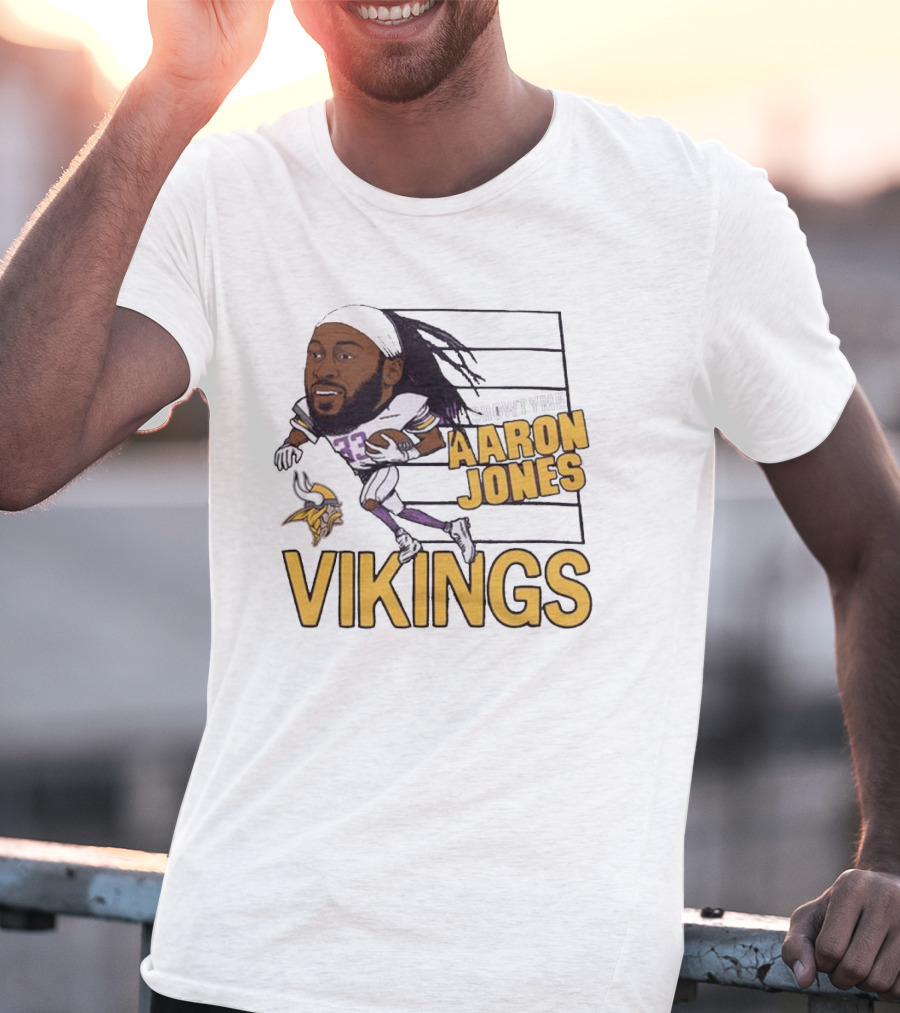 Vikings Showtyme Aaron Jones Football Cartoon Running T-Shirt