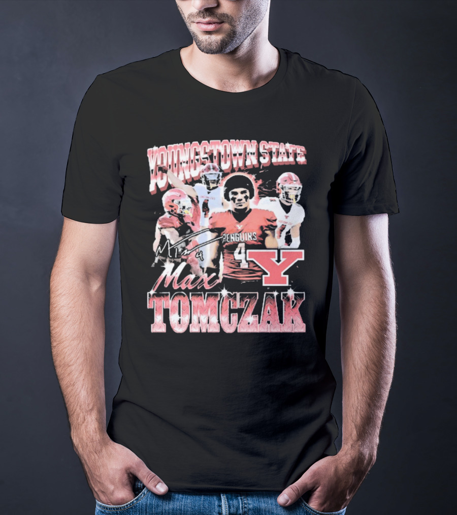 Youngstown State Penguins Max Tomczak Signature 90s Style Football T-Shirt