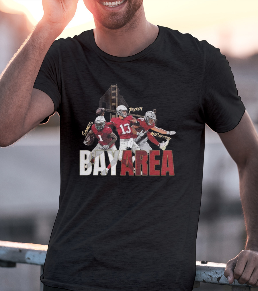 Sammel Purdy McCaffrey San Francisco 49ers Bay Area NFL Trio Football T-Shirt